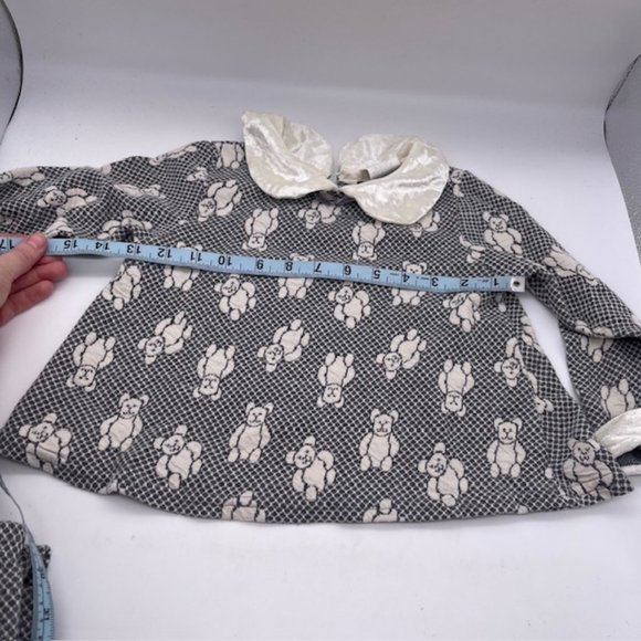 VTG 80s 90s Sesame Street Toddler Girl's 4T Knit Bear Print Gray Sweater Outfit - Picture 11 of 14